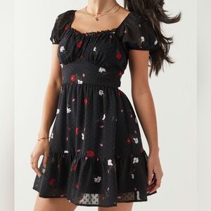 Francesca’s: NWT Black Mini Floral Dress. Size XS
